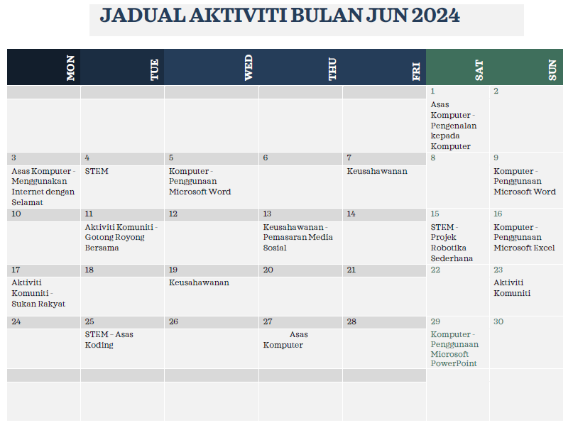 JADUAL AKTIVITI BULAN JUN 2024