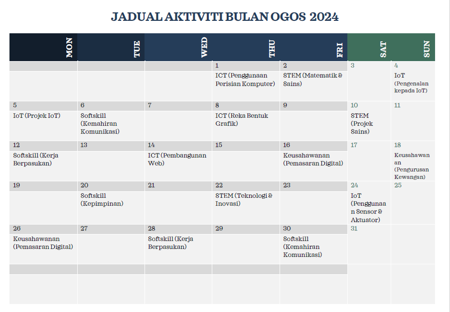 JADUAL AKTIVITI BULAN OGOS 2024