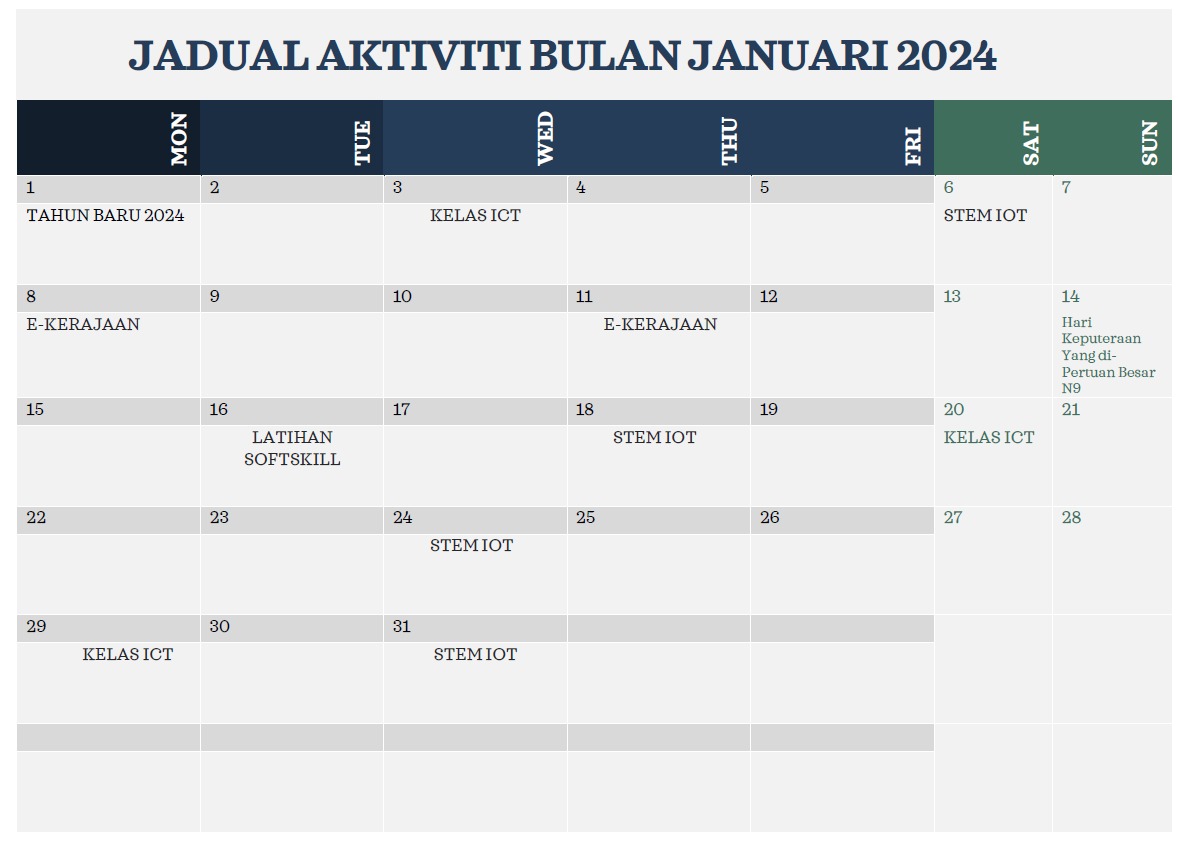 Jadual Aktiviti Januari 2024